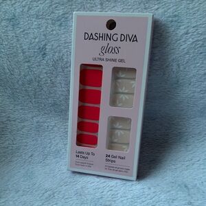Dashing Diva Gloss Ultra Shine Gel Nail Strips - Bold Red and Elegant White